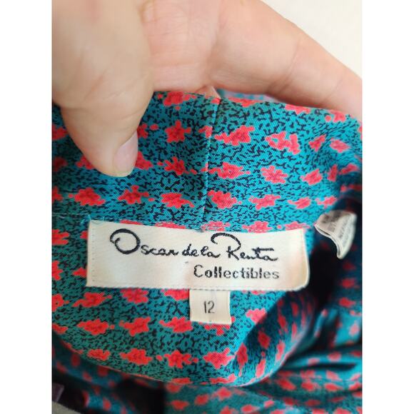 Vintage Oscar de la Renta Collectibles Bow Blouse 12 Floral Secretary Top - Picture 4 of 7